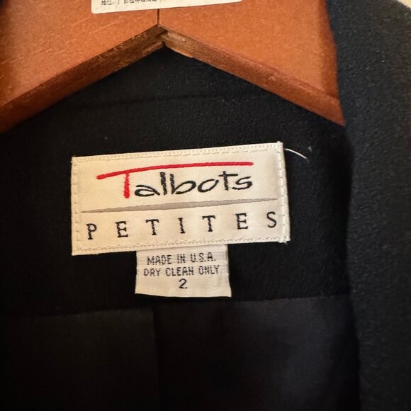 VINTAGE TALBOTS BLACK DOUBLE BREASTED BLAZER MADE IN USA 100% WOOL - Picture 2 of 10